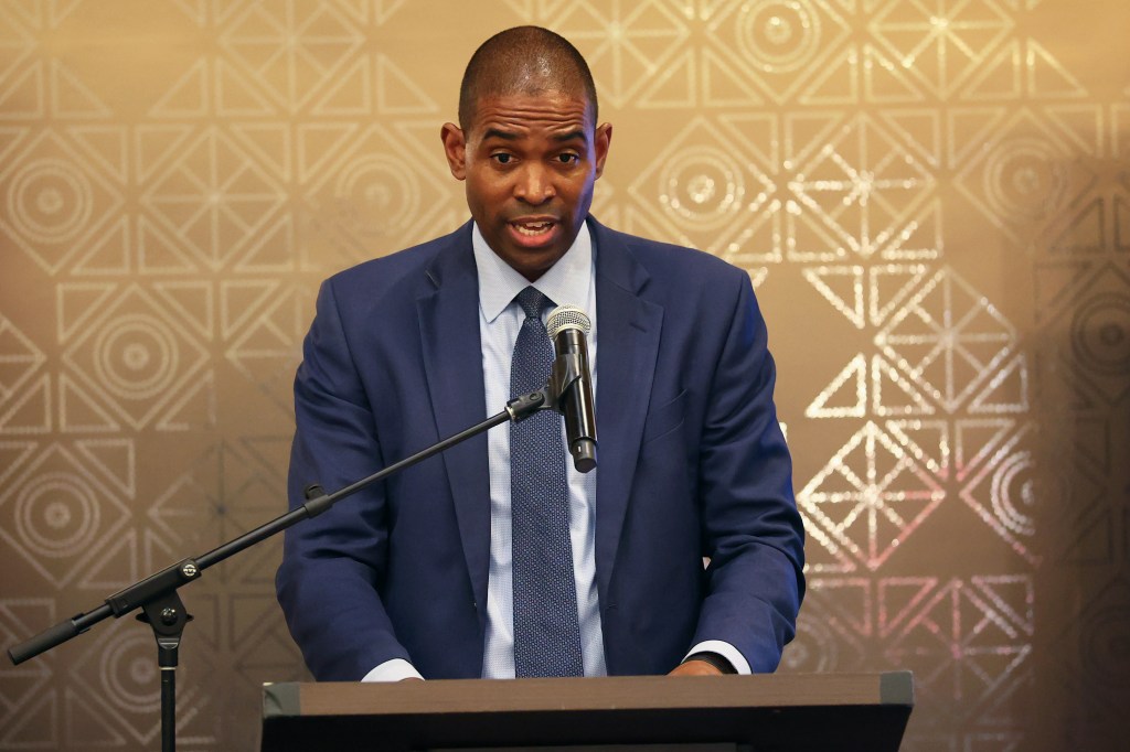 Lt. Gov. Antonio Delgado speaking at a podium.