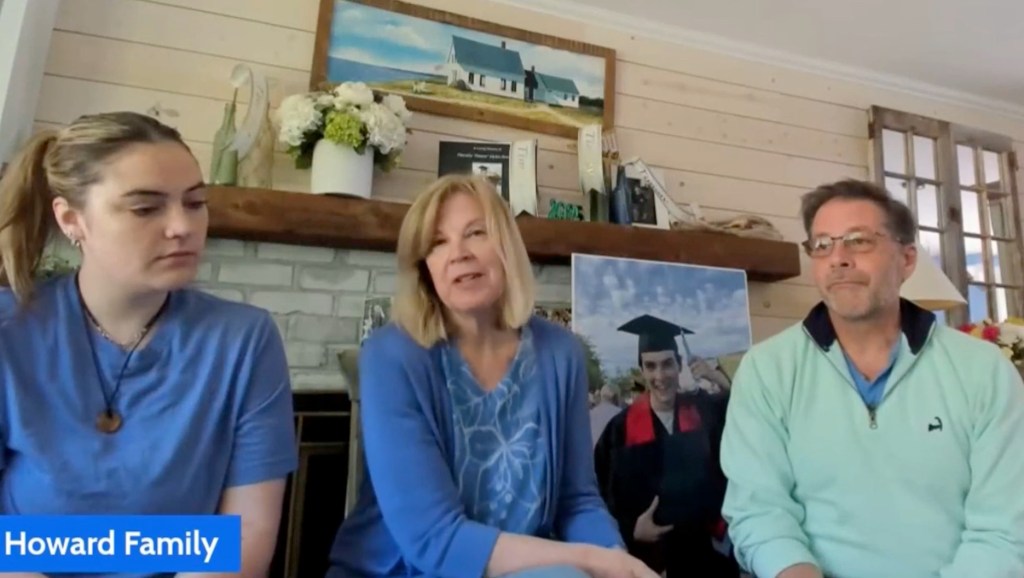 The Howard family sits together, mourning their son who recently died from a peanut allergy.