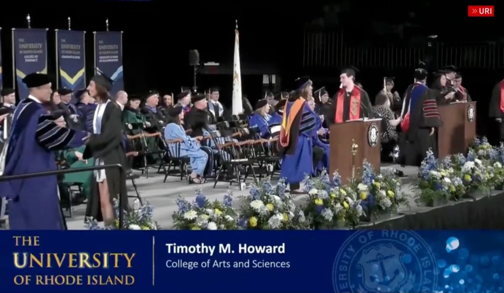 Timothy M. Howard graduating from the University of Rhode Island.