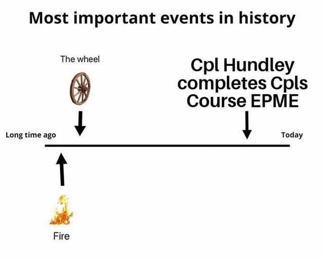 A meme marking Cpl. Hundley's course completion after the email went out.