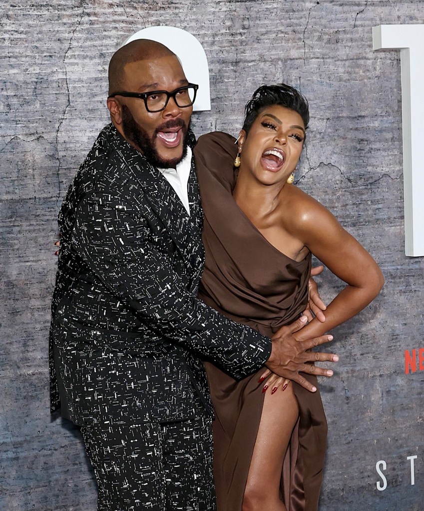Tyler Perry and Taraji P. Henson can’t control themselves at a screening of their film “Straw” in Midtown.
