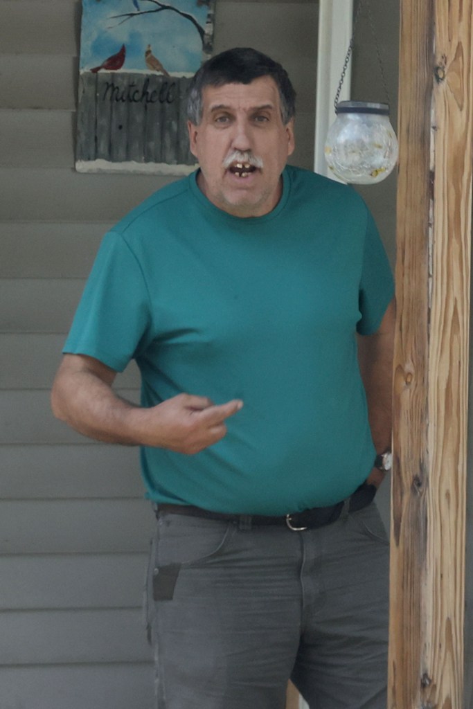 Lyle Mitchell outside of the couple's Dickinson home on May 26, 2025