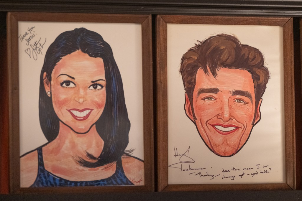 Sardis caricatures of Hugh Jackman and Sutton Foster