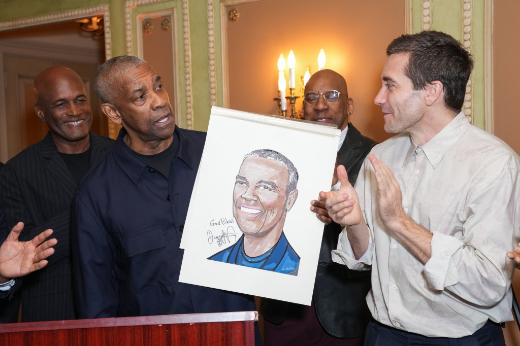 Portrait unveiling of Denzel Washington and Jake Gyllenhaal at Sardi's