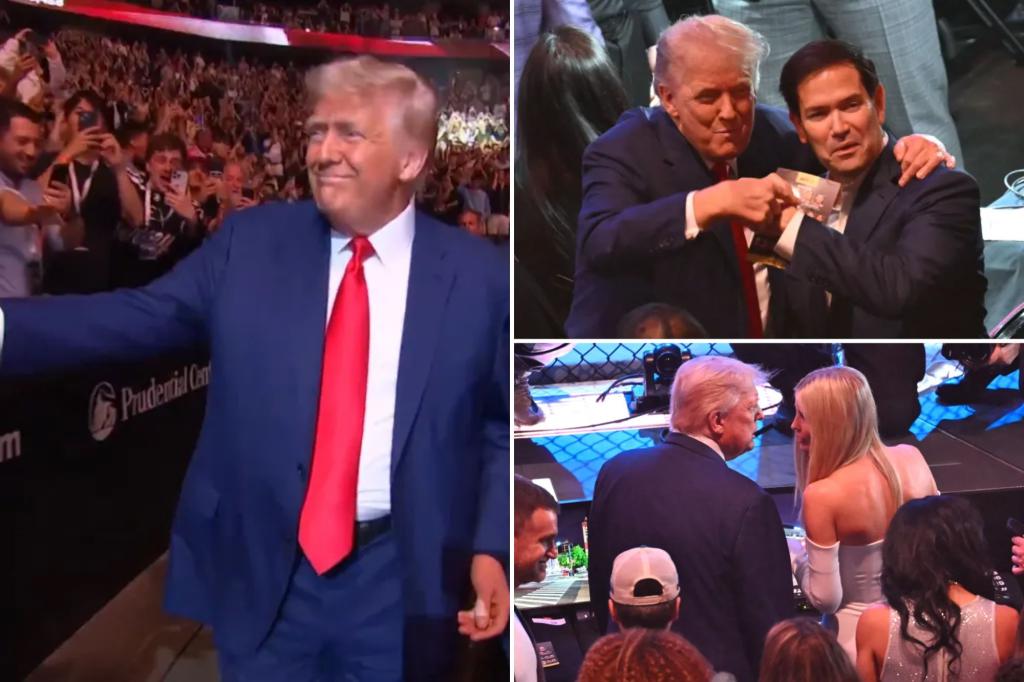 Trump arrives at UFC 316 to cheers of ‘USA!’ from packed crowd