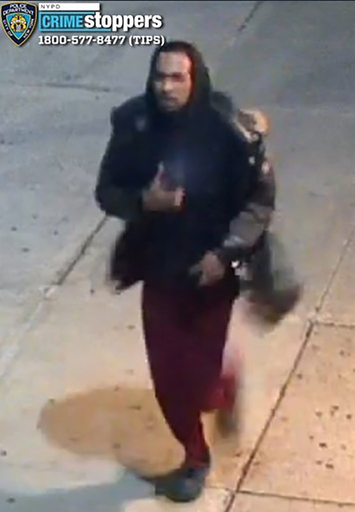 Surveillance image of a man wanted for questioning in connection with a forcible touching.