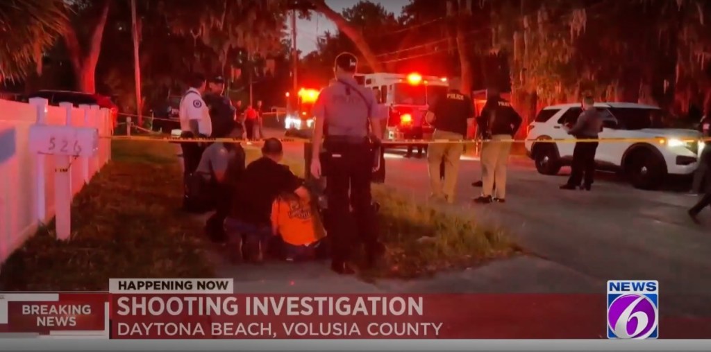 Crime scene at night in Daytona Beach, Volusia County.