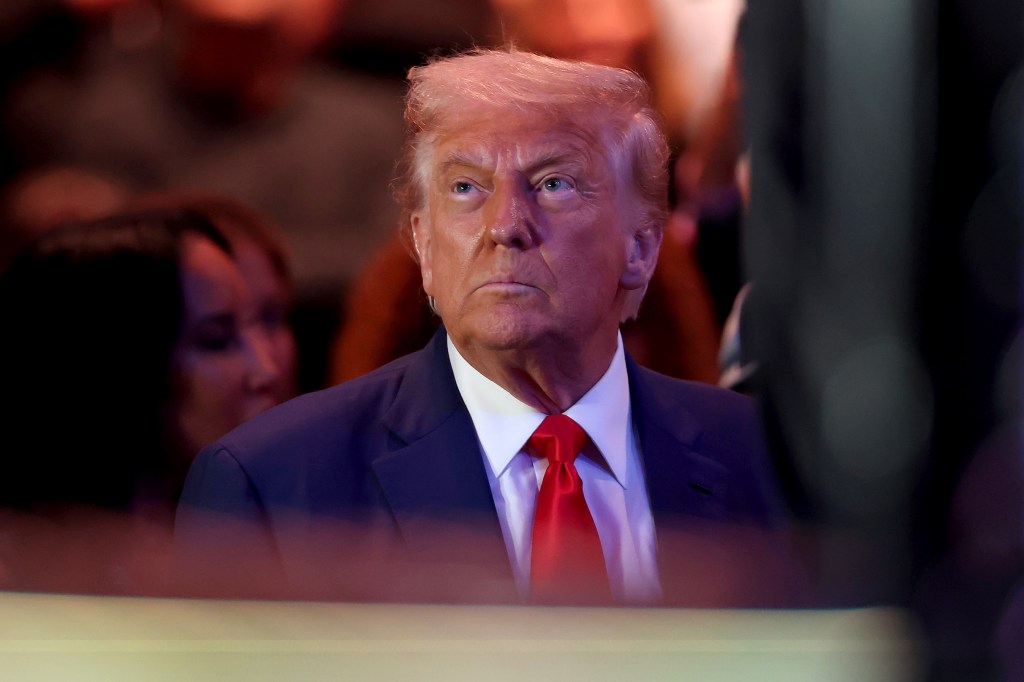 President Donald Trump attends UFC 316 at the Prudential Center in Newark, New Jersey Saturday night.