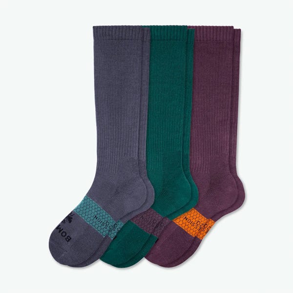 Bombas Men's Everyday Compression Sock 3-Pack in different colors.