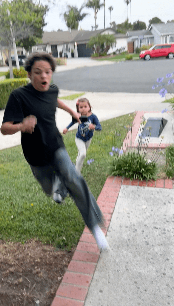 Immediately, Penelope, Buckner and Buckner's son all screamed and ran toward the camera. 