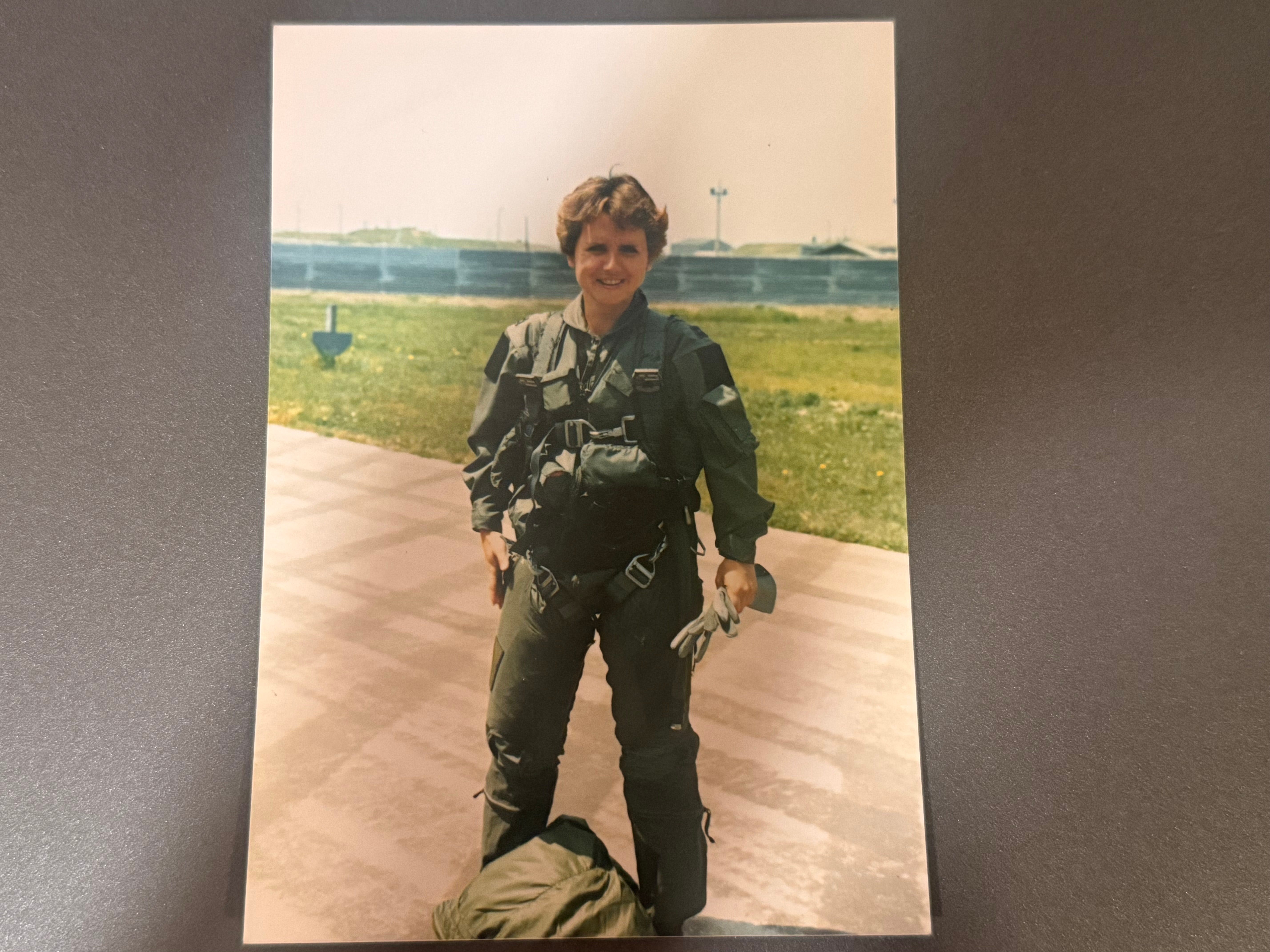 An old photo of Katherine Stinson's mom in air force attire