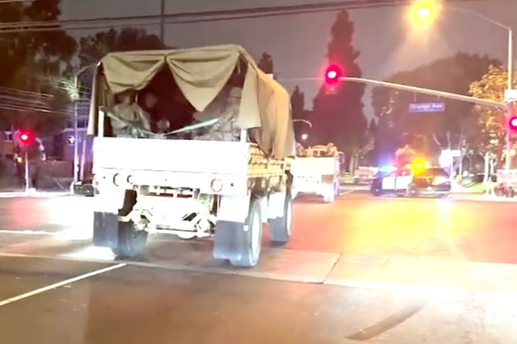 California National Guard troops arrive in Los Angeles after clashes between federal agents and protesters.