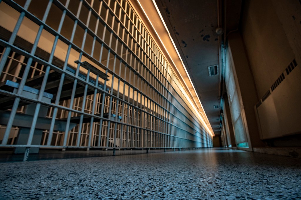 Jail cell block hallway.