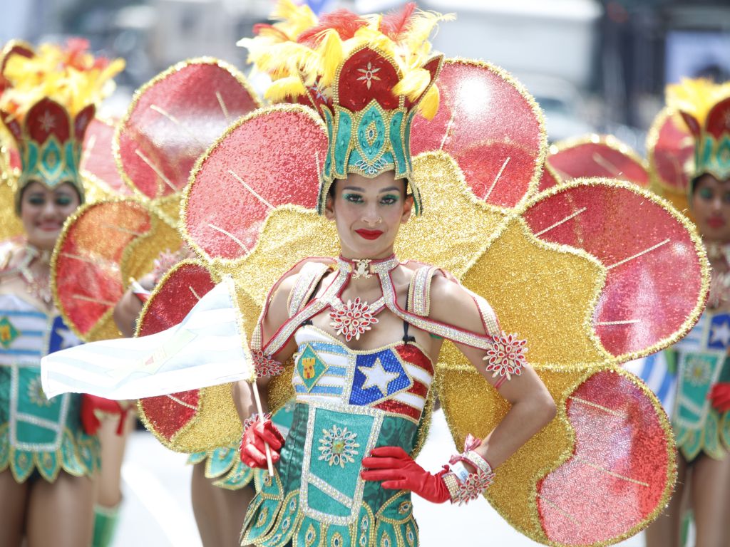 A general view of the 68th Puerto Rican parade in the United States on June 8, 2025, shows the display of culture and arts. 