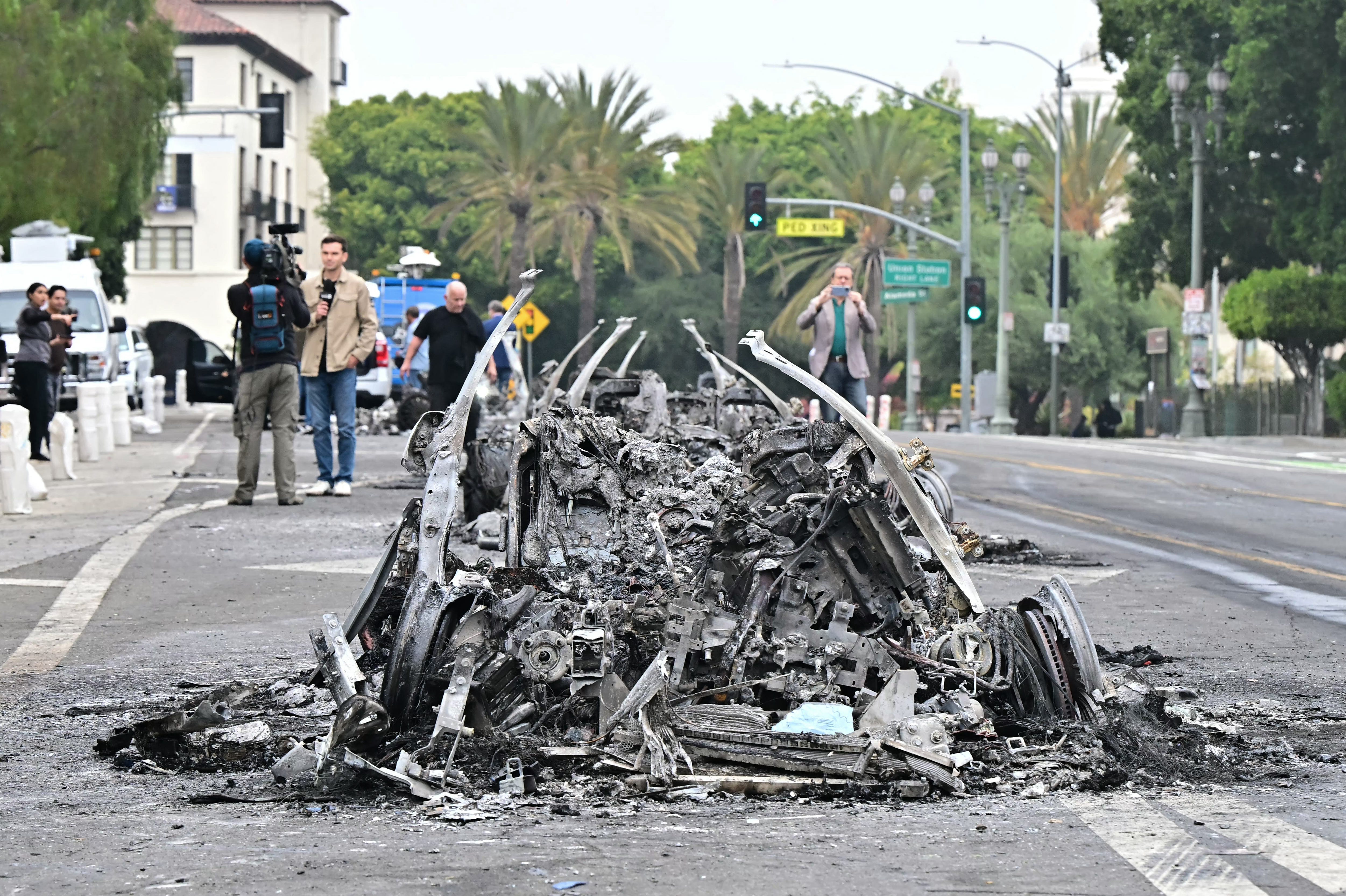 Remains of burned Waymo vehicle