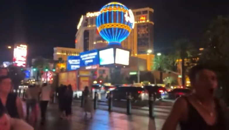 Livestream video of a shooting outside the Bellagio Hotel and Casino.