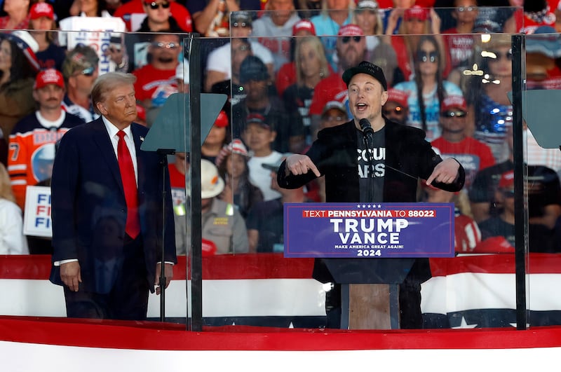 Musk at a Trump rally.