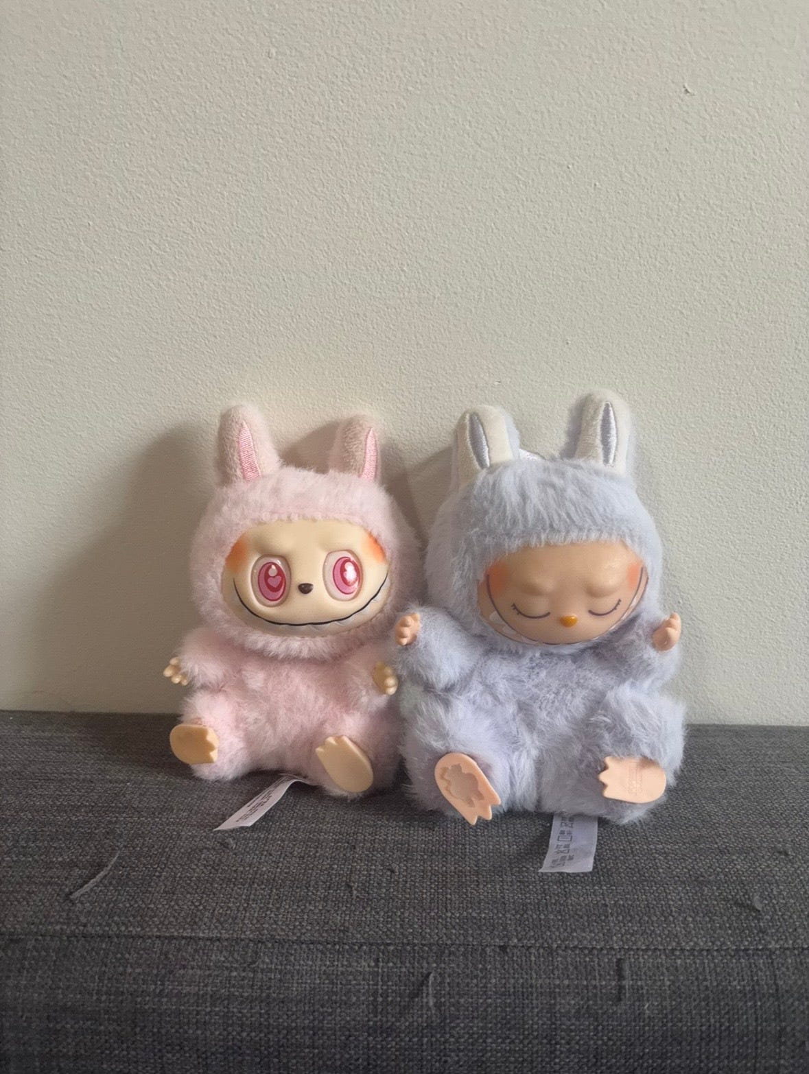 two lafufus, one pink and one blue