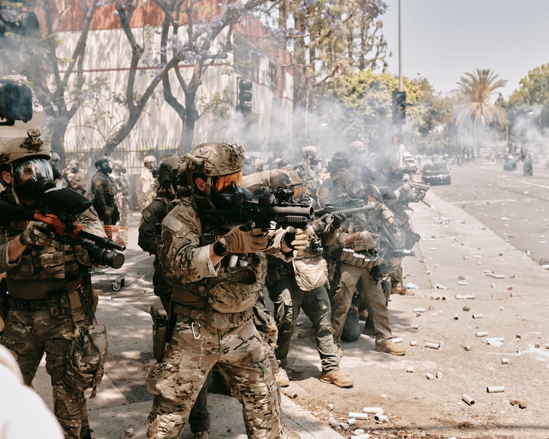 Protests and confrontations between immigration rights supporters and law enforcement are seen taking place in Paramount, California, and downtown Los Angeles, California, United States on June 7, 2025.