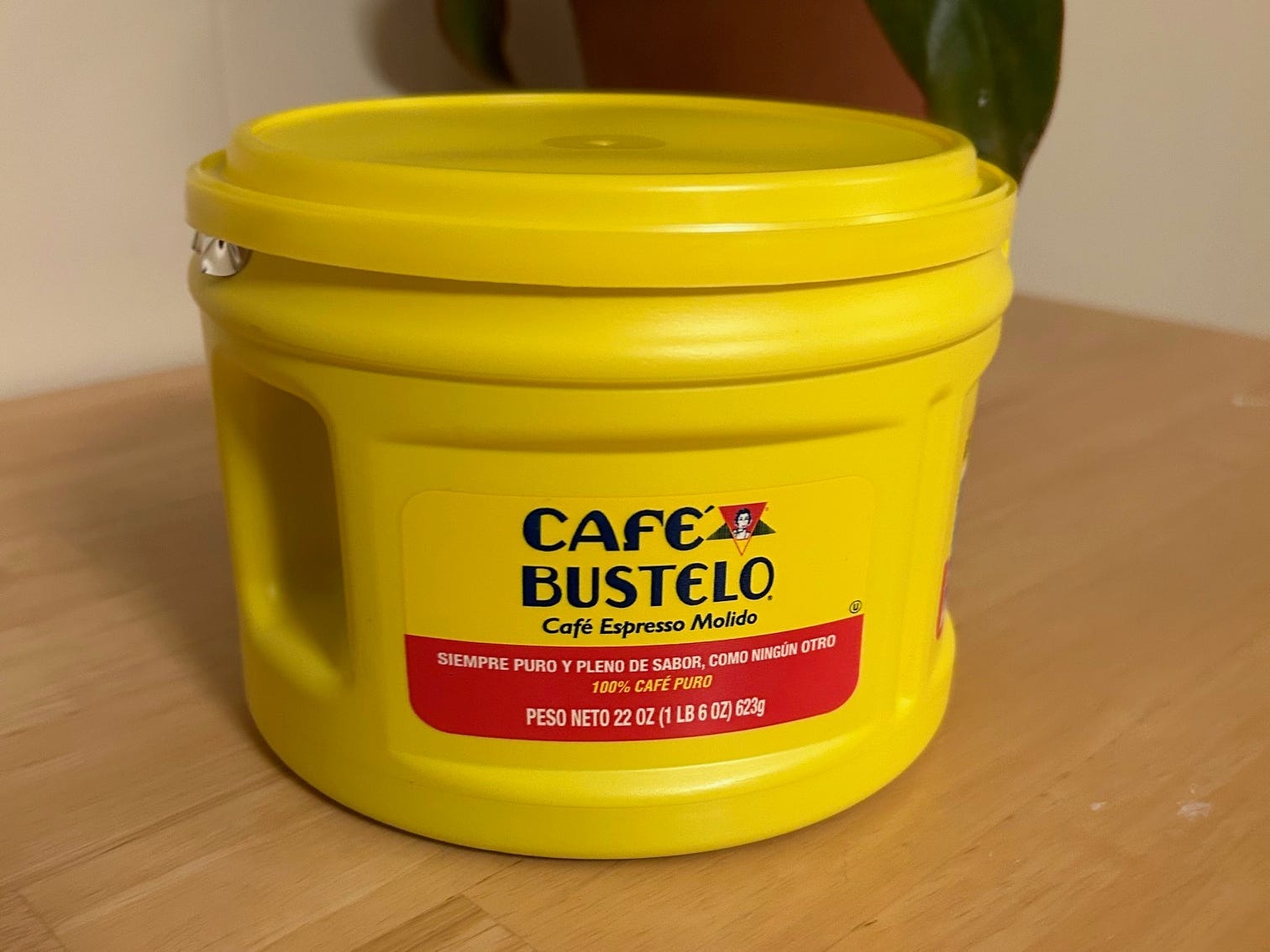 Tub of Cafe Bustelo coffee