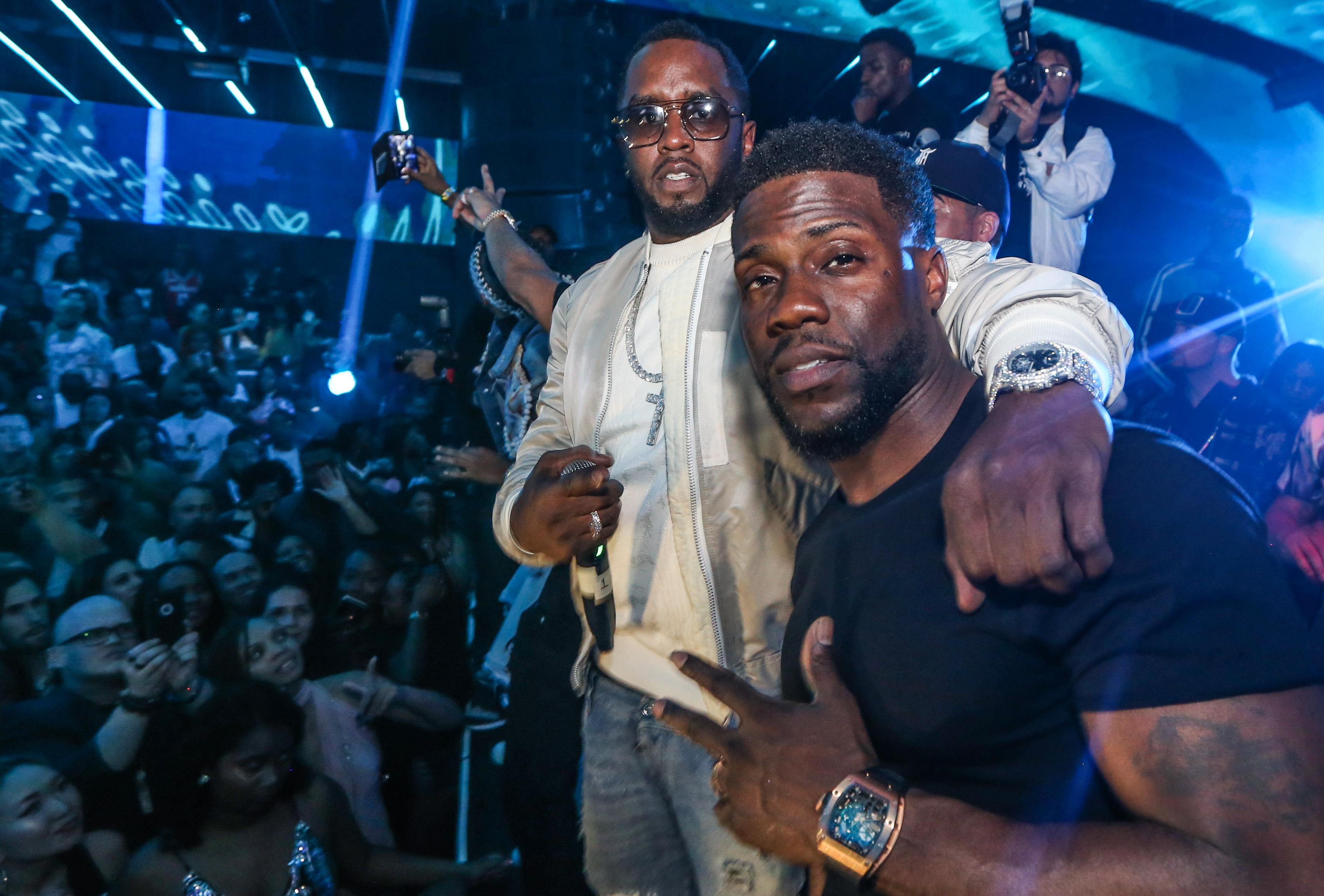Kevin Hart and Sean Combs at a party in 2018