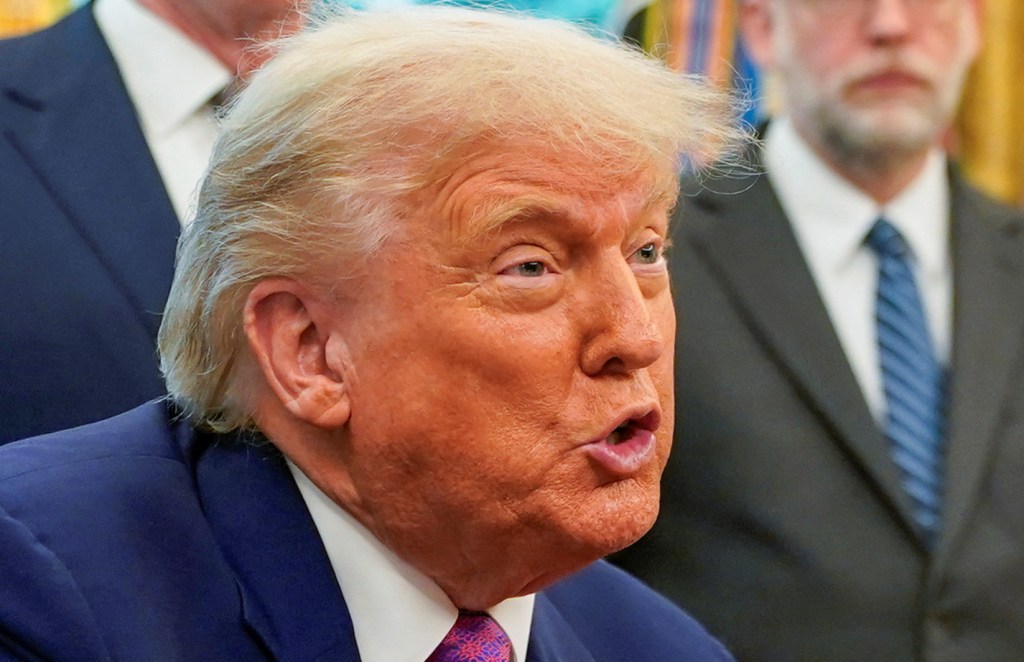 President Trump speaking in the Oval Office.