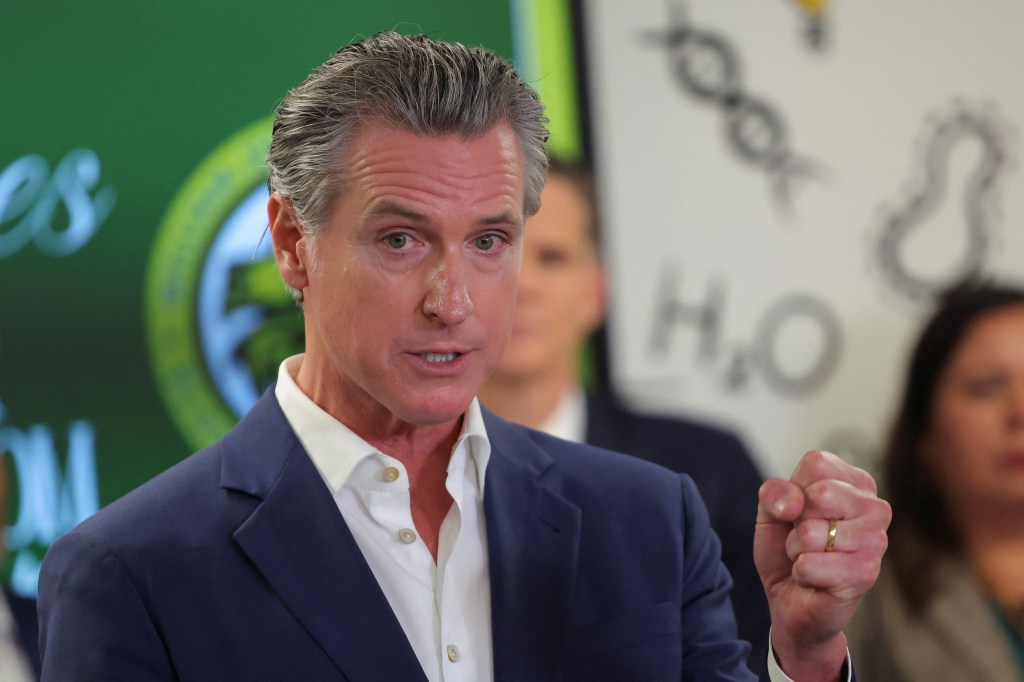 Governor Newsom speaks at a school, announcing a literacy plan.