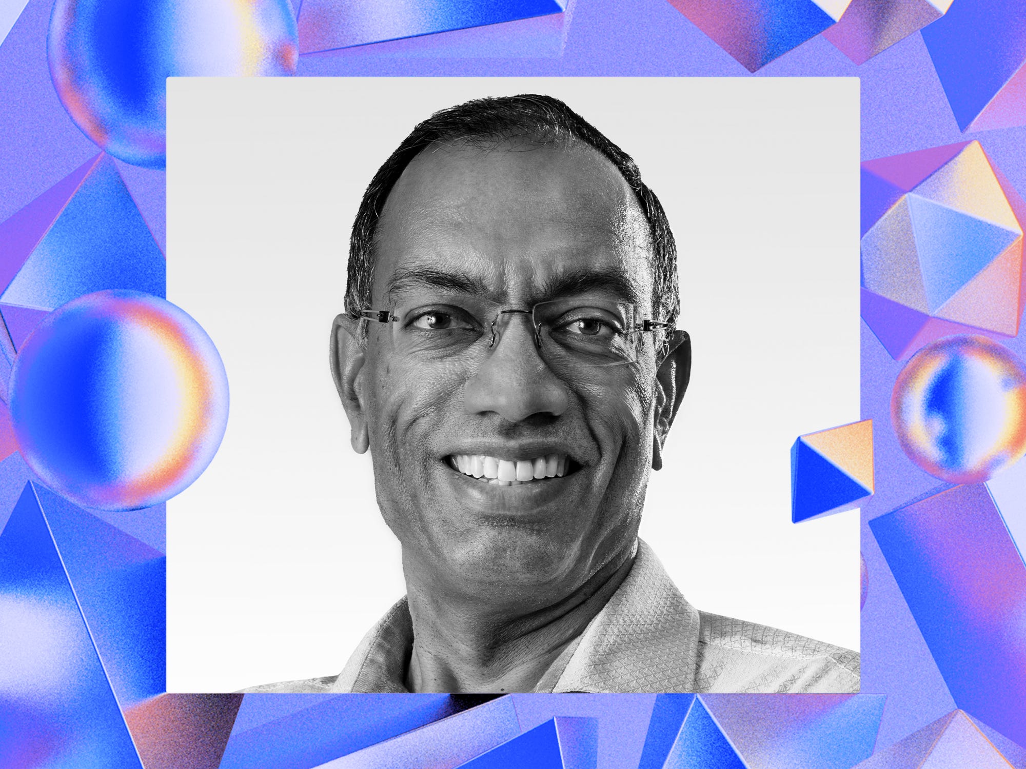 Suresh Kumar, the global chief technology officer and chief development officer at Walmart, on 'AI in Action' background.