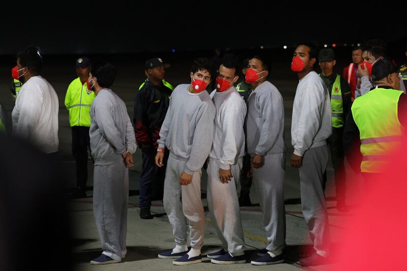 Venezuelan migrants were deported by Trump to their home country after a stay at Guantanamo in February.