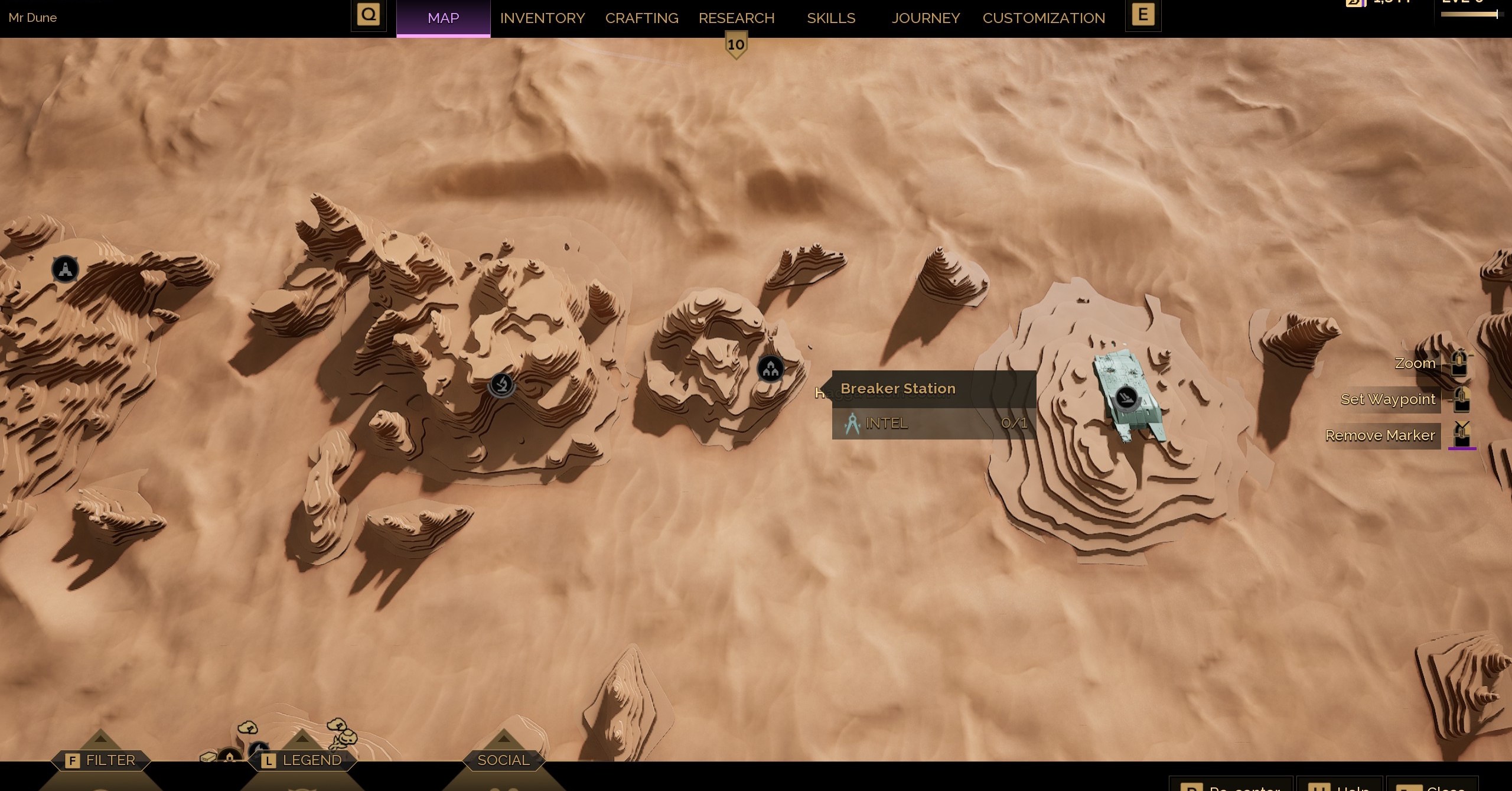 An intel node on Dune Awakening’s map