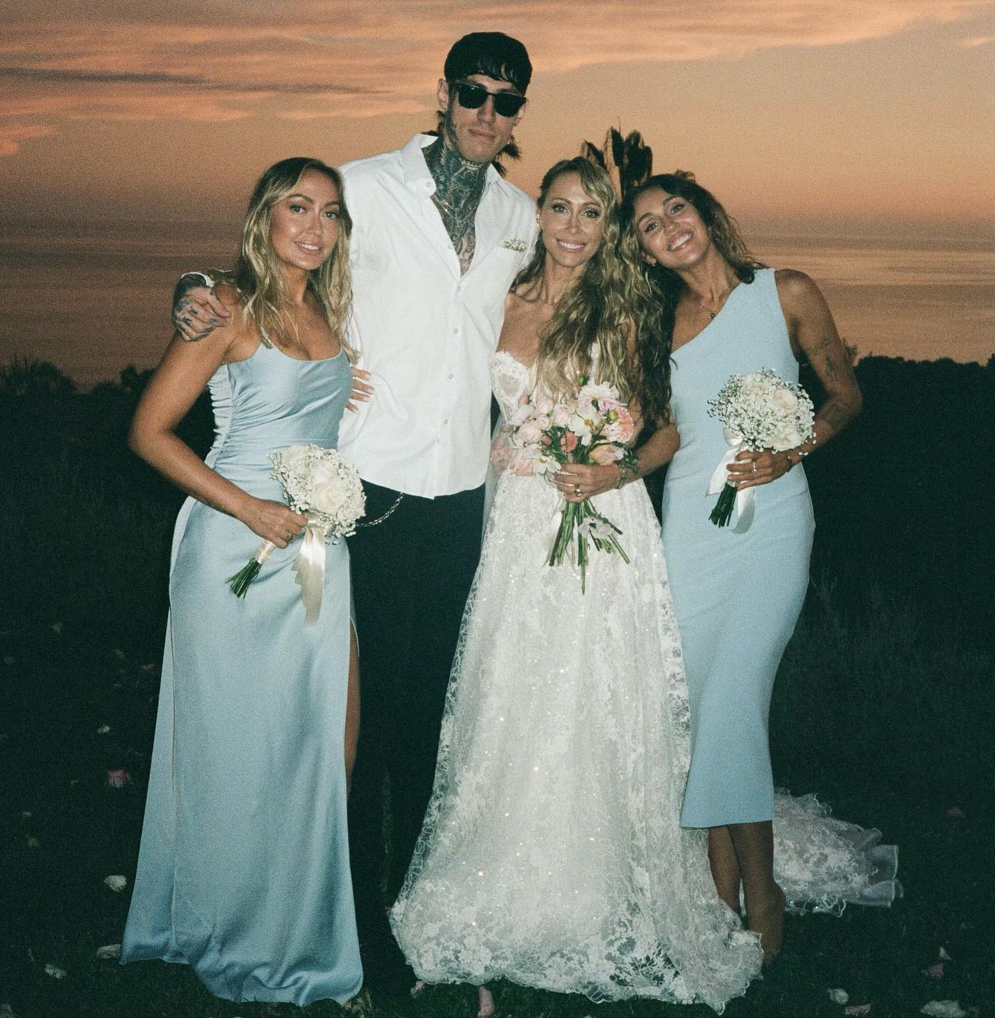 A photo of Cyrus family members at Tish Cyrus' wedding. 