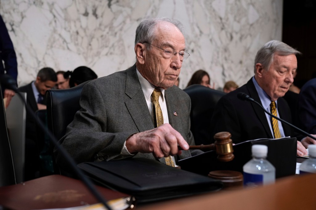 Senators Chuck Grassley and Dick Durbin at a Senate Judiciary Committee meeting.