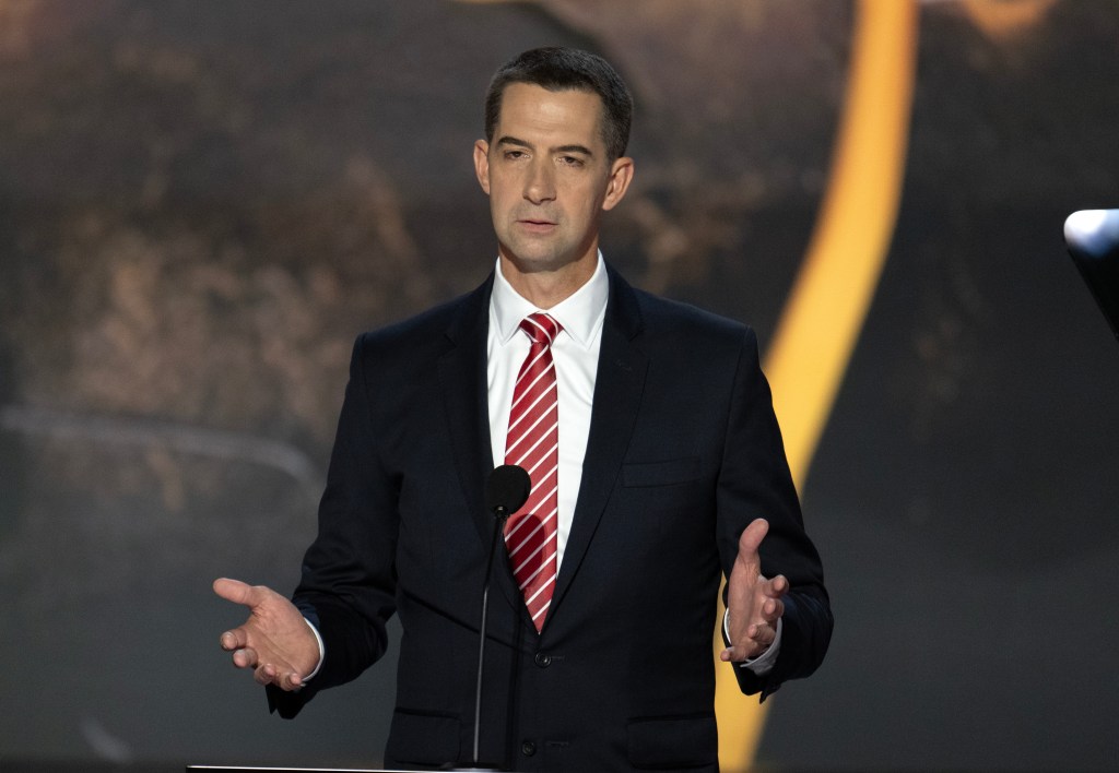 Senator Tom Cotton speaking at the 2024 Republican National Convention.