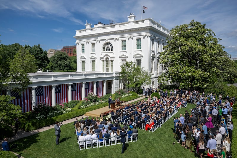 US President Donald Trump speaks before signing the "Take It Down Act" during a bill signing ceremony in the Rose Garden of the White House in Washington, DC, on May 19, 2025.
