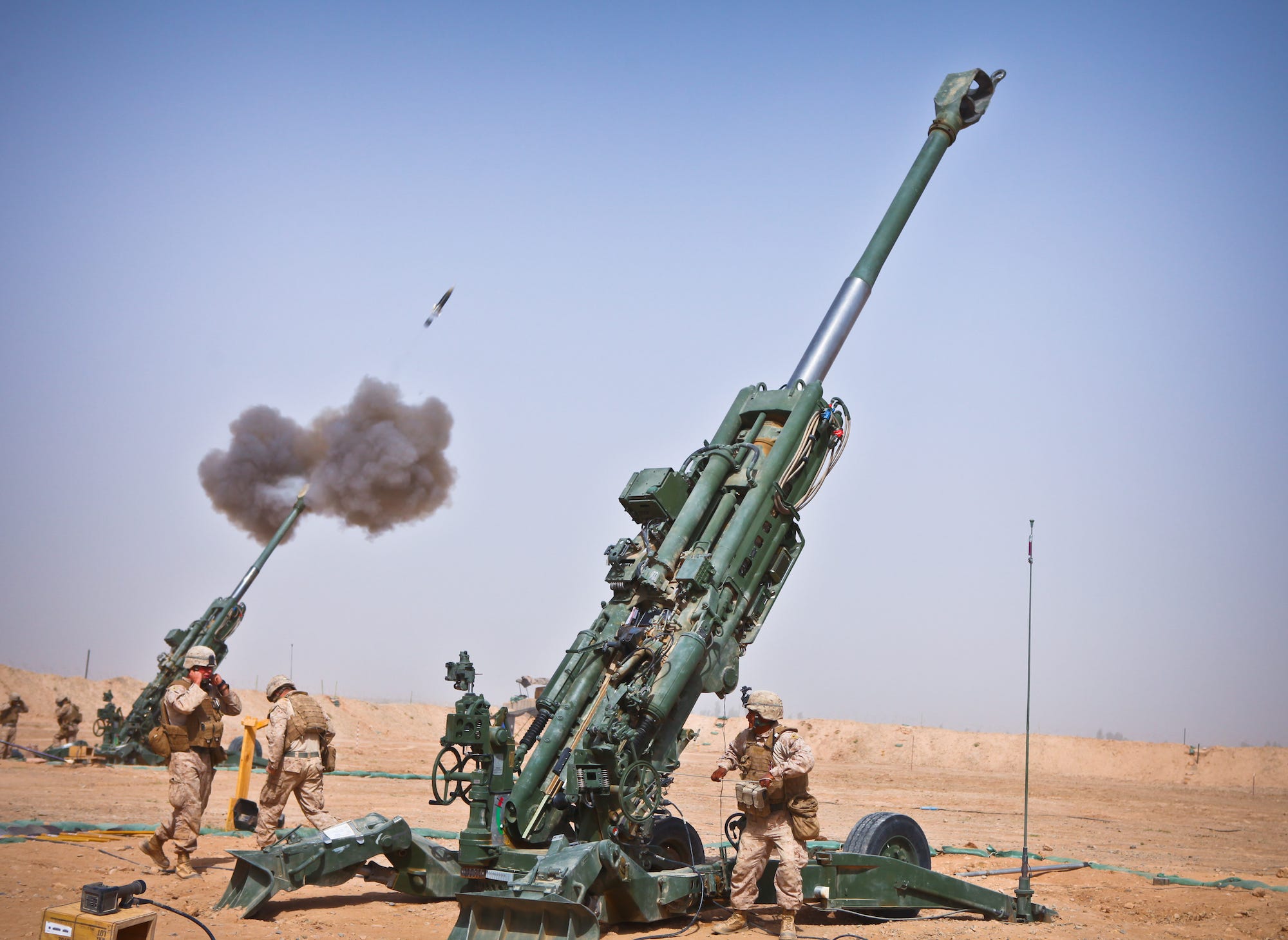 US Marines fire M982 Excalibur from M777 howitzer in Afghanistan