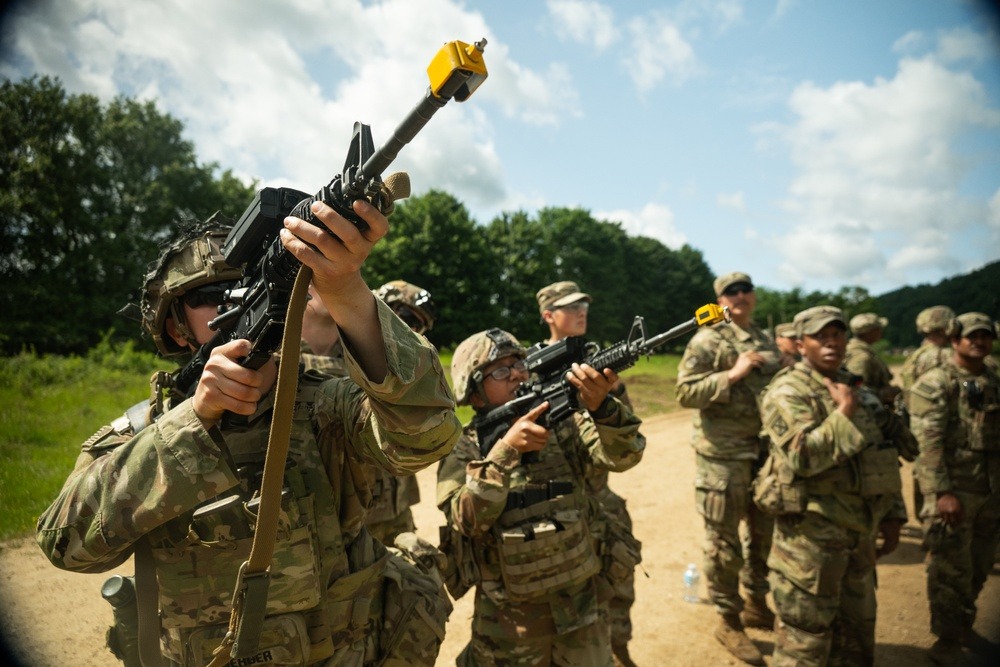 U.S. Army soldiers using smart rifle scopes.