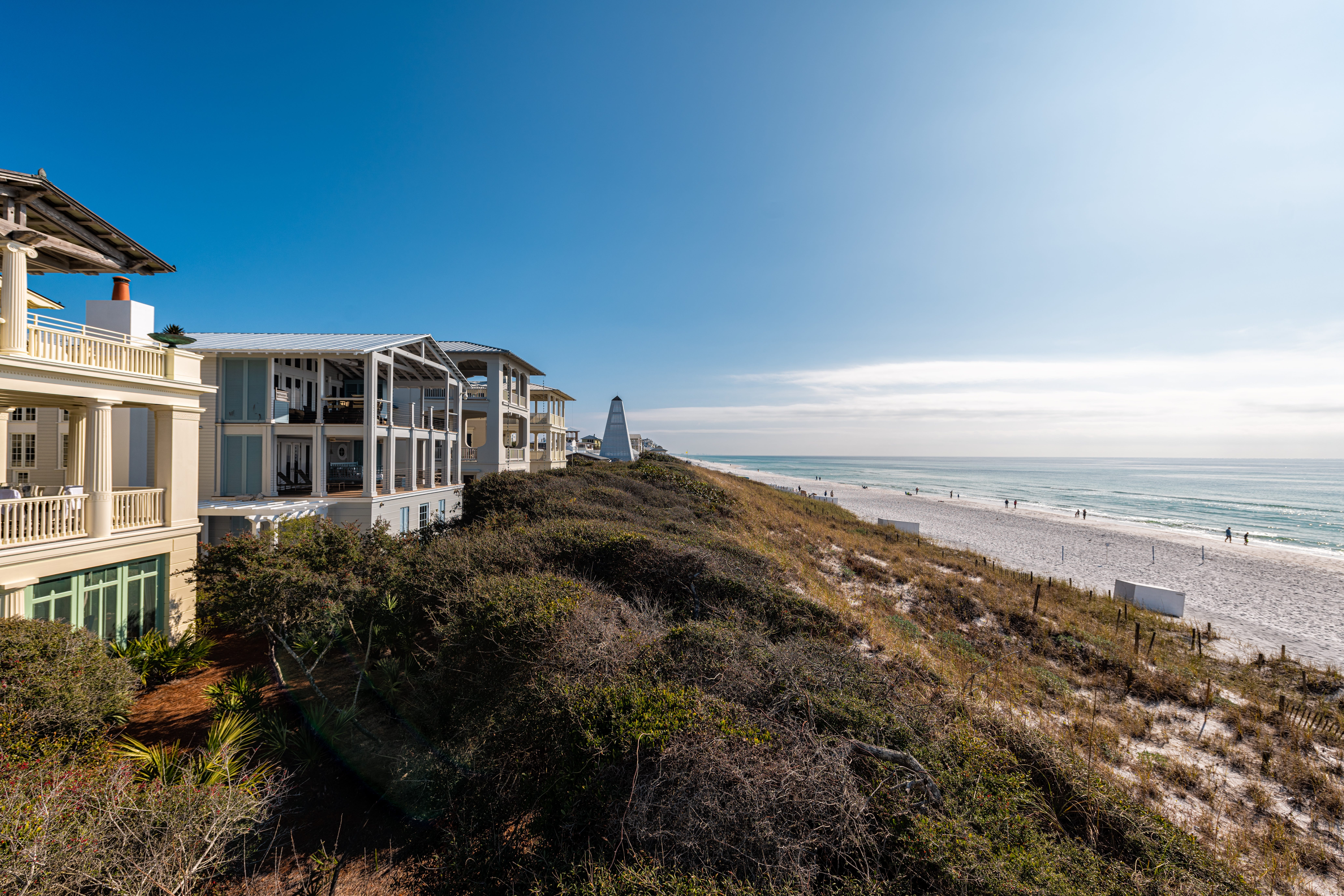 Houses on the dunes near the beach in Florida.