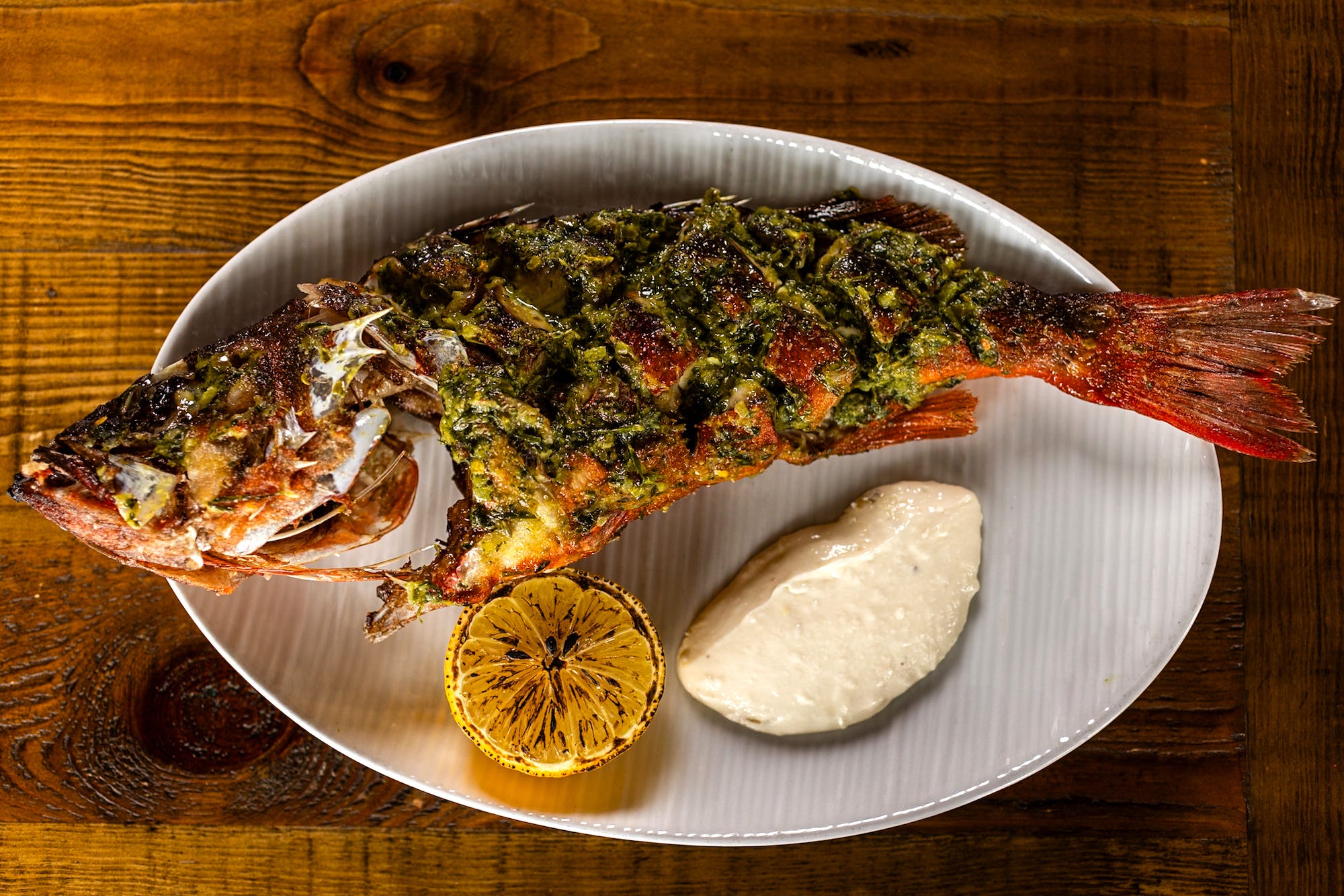 A whole snapper dish from Herb & Sea