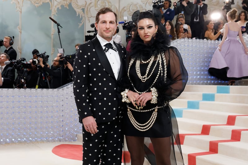 Joe Gebbia and Isbelle Boemeke attend the 2023 Costume Institute Benefit at the Metropolitan Museum of Art in 2023.