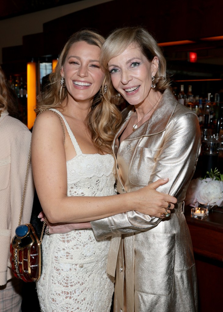 Blake Lively and Allison Janne share an embrace while attending the CHANEL Tribeca Festival Artists Dinner in NYC.