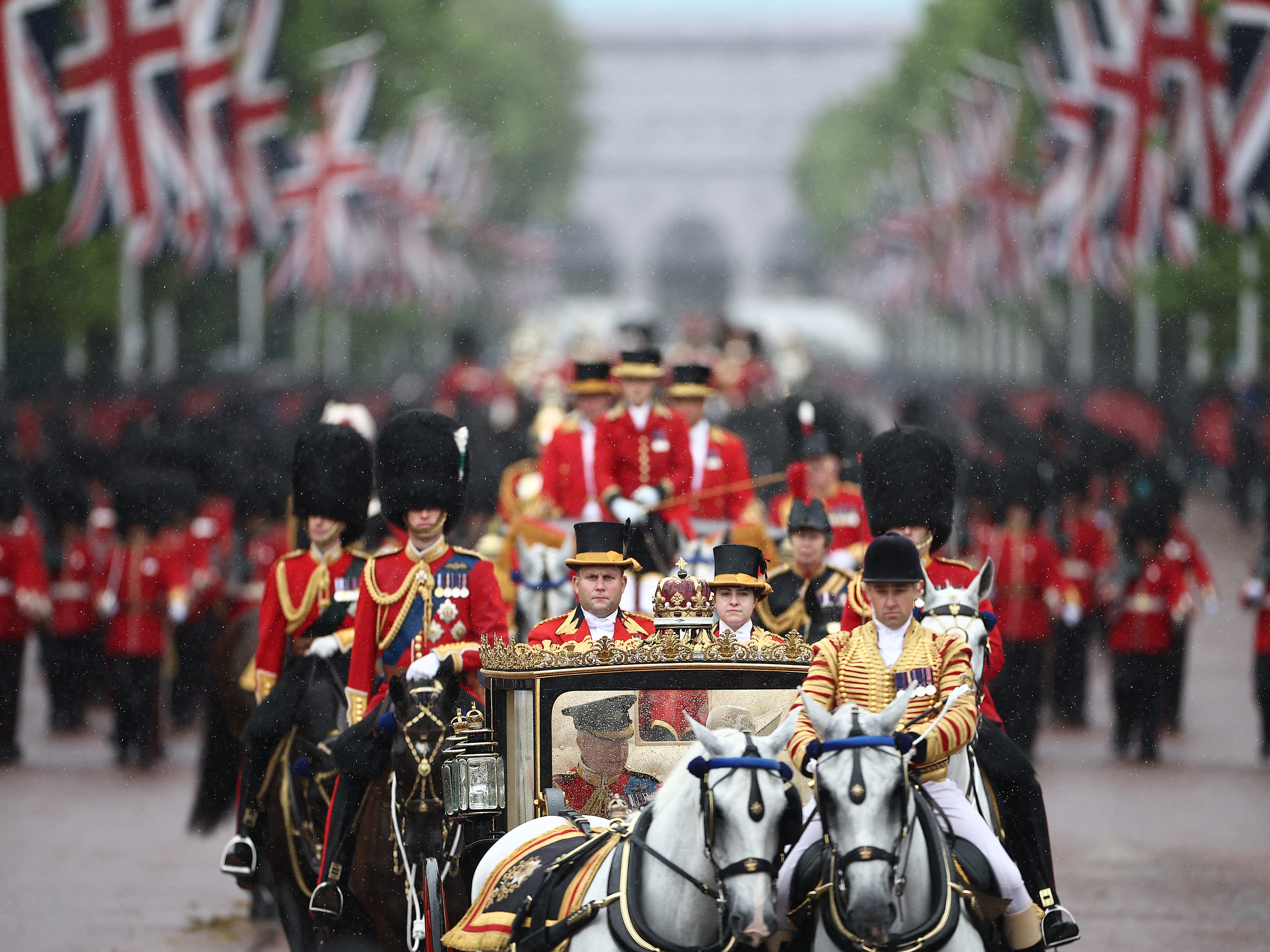 King Charles in a carriage during the Trooping the Colour parade in 2024.