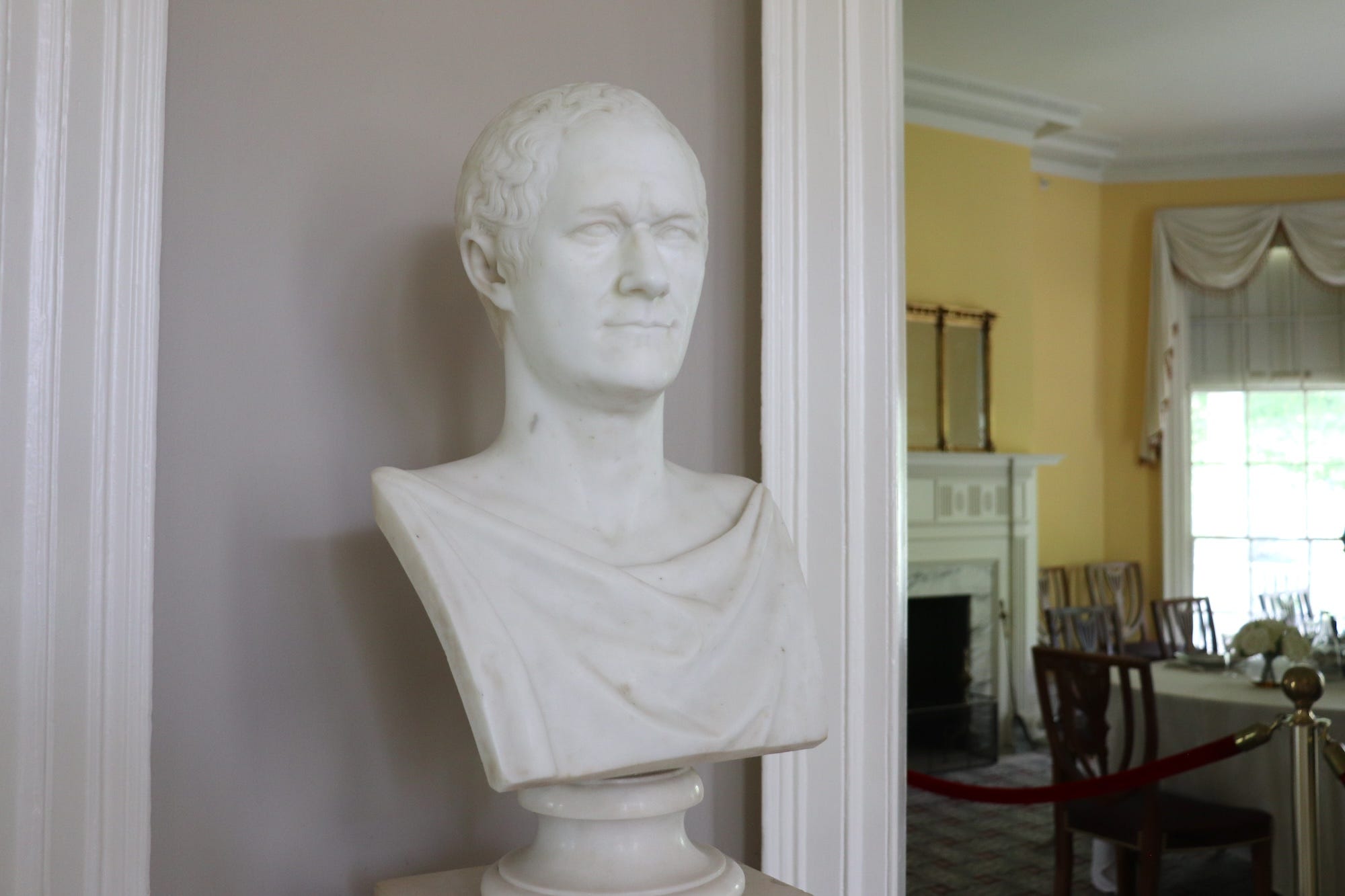 A bust of Alexander Hamilton.