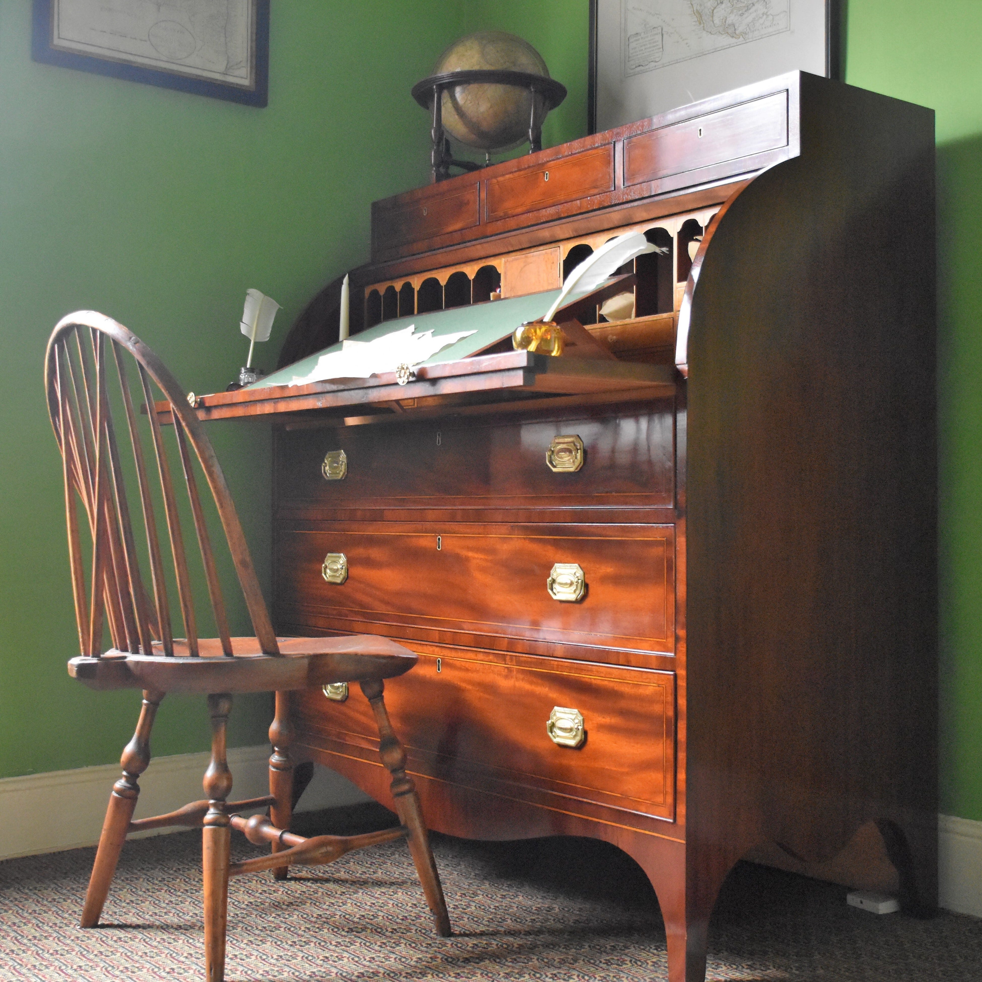 A replica of Alexander Hamilton's Federal-style desk.