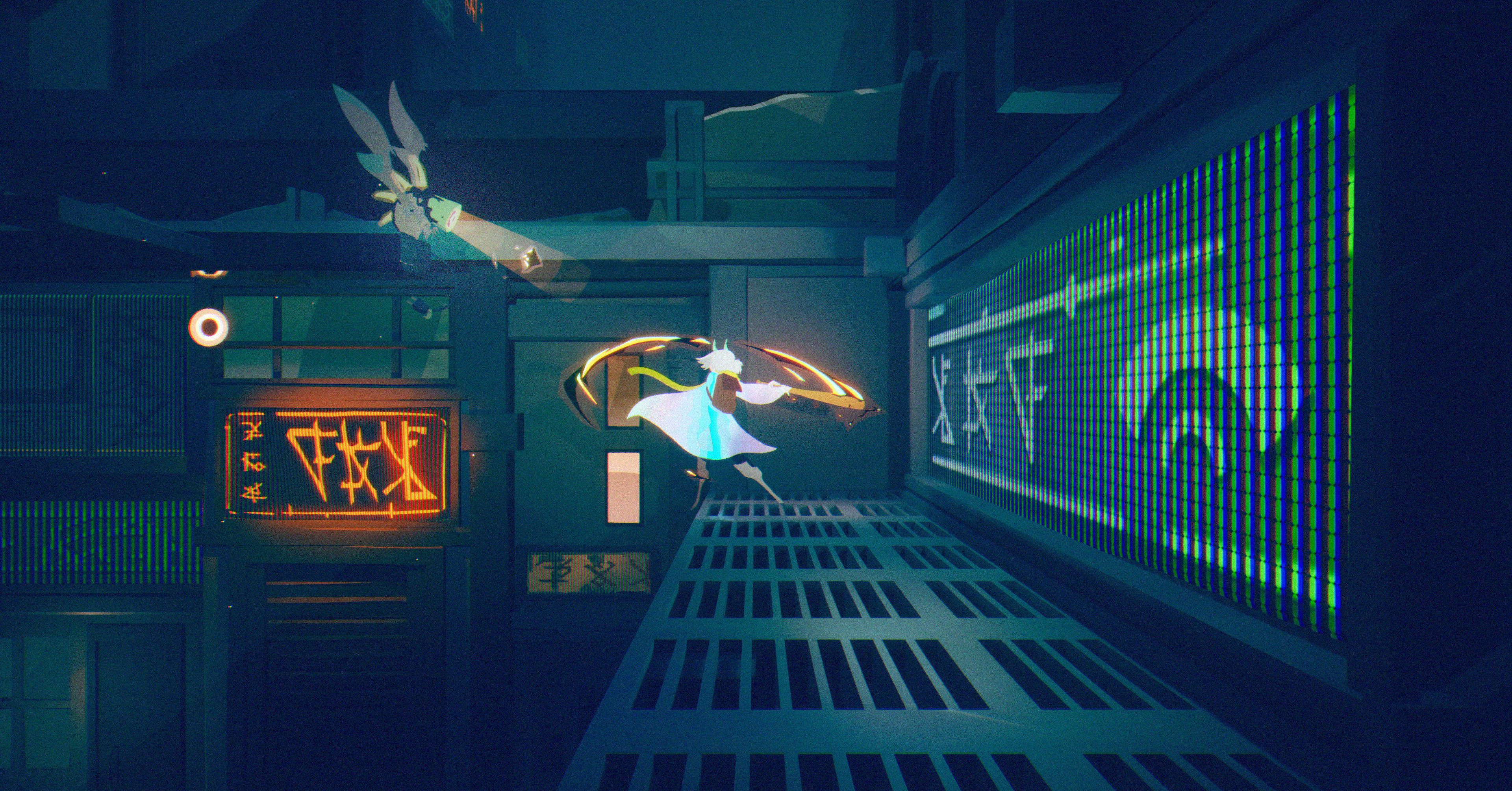 Luca the demon slices at a flying demon lantern in Possessor(s)