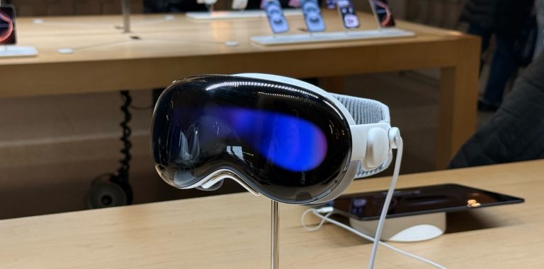 Apple Vision Pro displayed on Apple's Grand Central Store