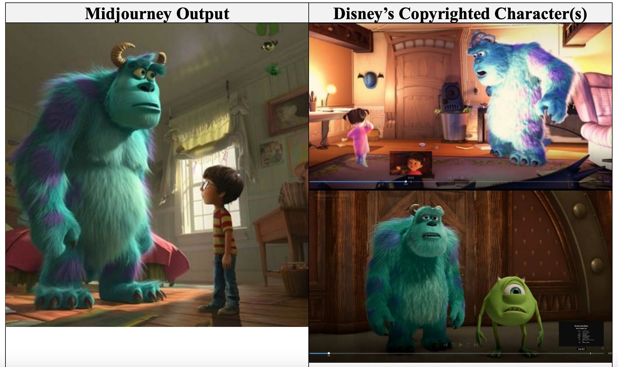 Screenshot from Disney and Universal vs Midjourney lawsuit