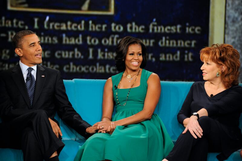 President Barack Obama, the 44th President of the United States, and First Lady Michelle Obama make their first joint appearance on �The View,