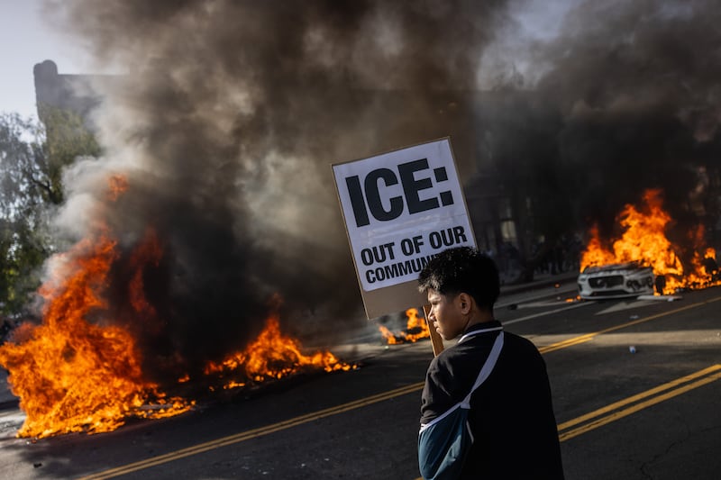 Los Angeles has seen protests throughout the weekend following federal raids searching for illegal immigrants and increased tension after President Trump ordered the National Guard to L.A., over the objections of California Governor Gavin Newsom. (Photo by Jay L Clendenin/Getty Images)