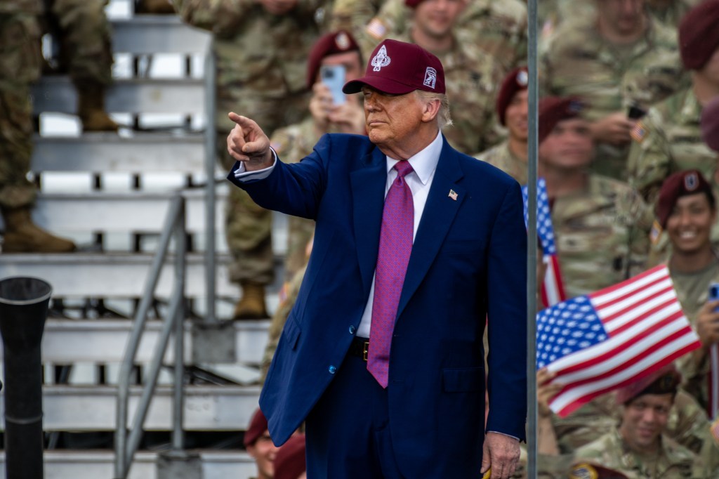 President Trump at Fort Bragg celebrating the US Army's 250th anniversary.