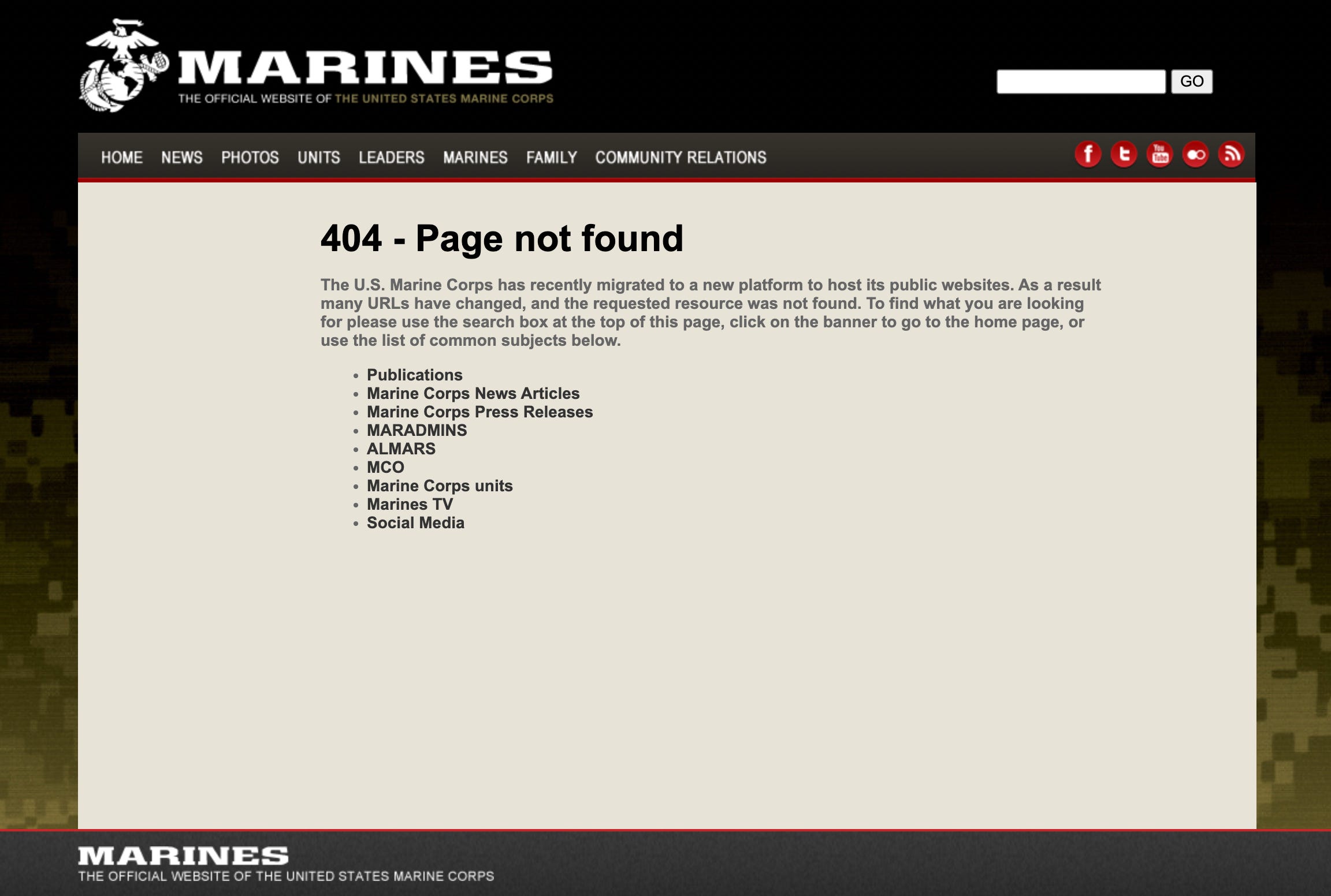 A screenshot of the 2nd Battalion, 7th Marine Regiment website from 11 June, 2025.